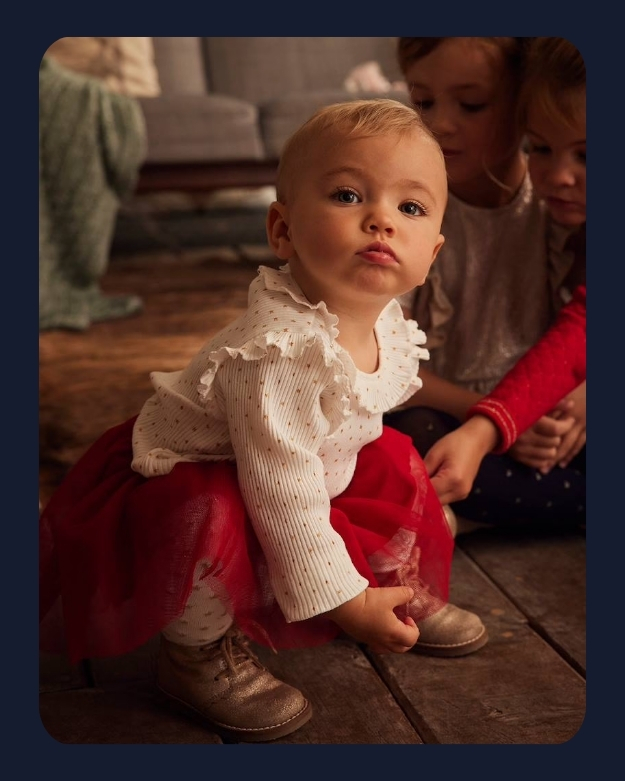 Baby Weihnachts-Geschenkset: Shirt & Tüllrock - wollweiß bedruckt